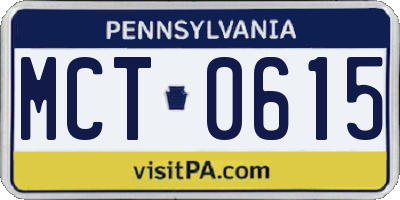 PA license plate MCT0615