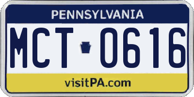 PA license plate MCT0616
