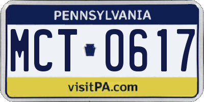 PA license plate MCT0617