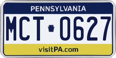 PA license plate MCT0627