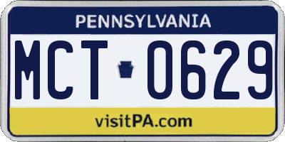PA license plate MCT0629