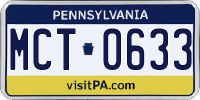 PA license plate MCT0633