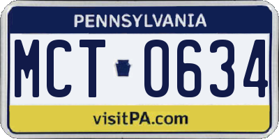PA license plate MCT0634