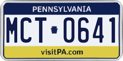 PA license plate MCT0641