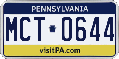 PA license plate MCT0644