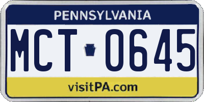 PA license plate MCT0645