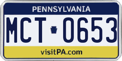 PA license plate MCT0653