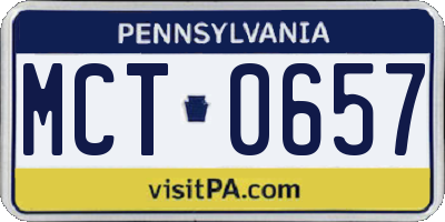 PA license plate MCT0657