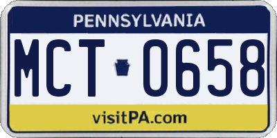 PA license plate MCT0658