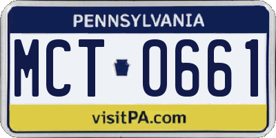 PA license plate MCT0661