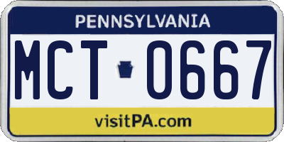 PA license plate MCT0667