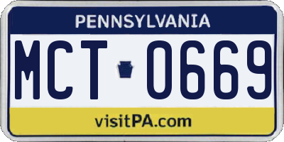 PA license plate MCT0669