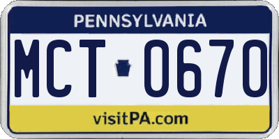 PA license plate MCT0670