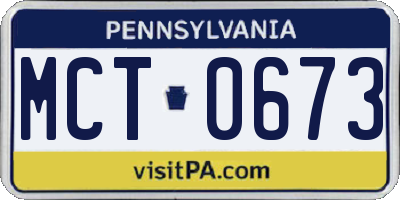 PA license plate MCT0673