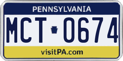 PA license plate MCT0674