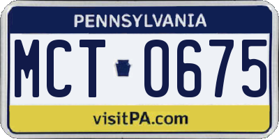 PA license plate MCT0675