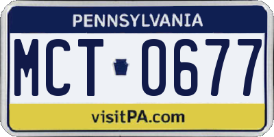 PA license plate MCT0677