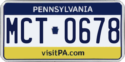 PA license plate MCT0678
