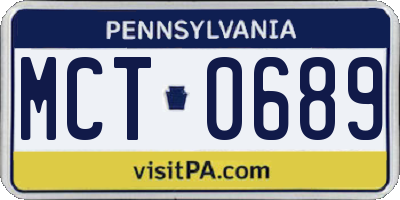 PA license plate MCT0689