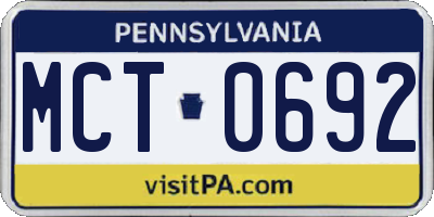 PA license plate MCT0692