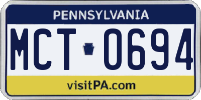 PA license plate MCT0694