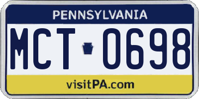 PA license plate MCT0698