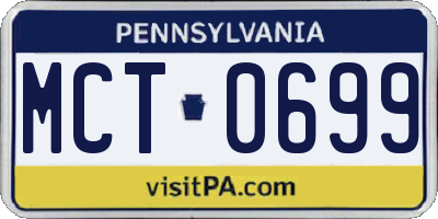 PA license plate MCT0699