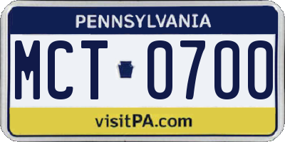 PA license plate MCT0700