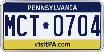 PA license plate MCT0704