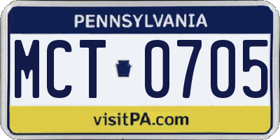 PA license plate MCT0705