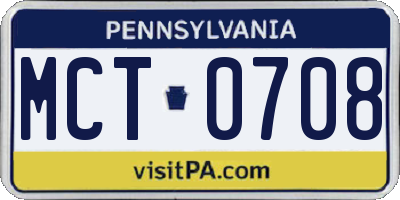 PA license plate MCT0708
