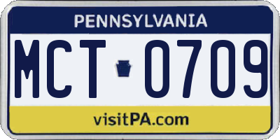PA license plate MCT0709