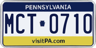 PA license plate MCT0710