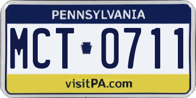 PA license plate MCT0711