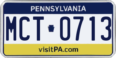 PA license plate MCT0713