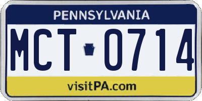 PA license plate MCT0714