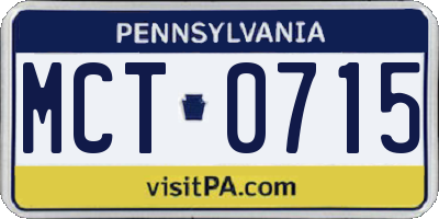 PA license plate MCT0715
