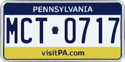 PA license plate MCT0717
