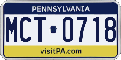 PA license plate MCT0718