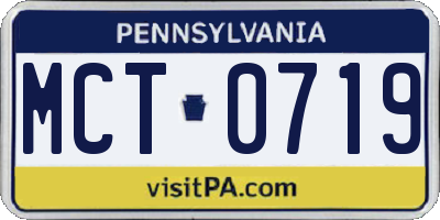 PA license plate MCT0719