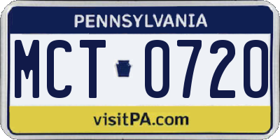PA license plate MCT0720