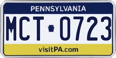 PA license plate MCT0723