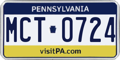 PA license plate MCT0724