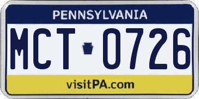 PA license plate MCT0726