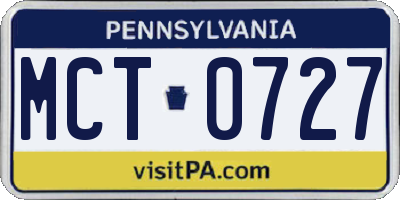 PA license plate MCT0727
