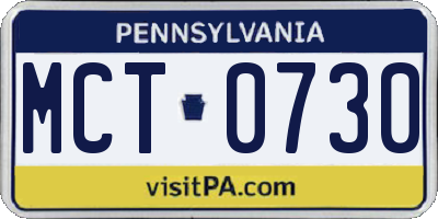 PA license plate MCT0730