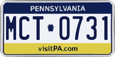 PA license plate MCT0731