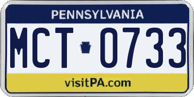 PA license plate MCT0733