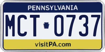 PA license plate MCT0737
