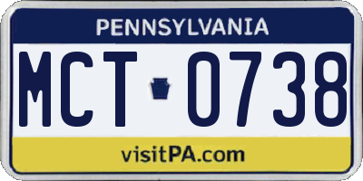PA license plate MCT0738